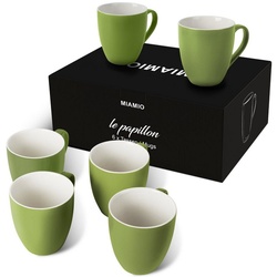 MiaMio Tasse Kaffeetassen Set Le Papillon Kollektion (Außen Farbig) grün