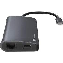 NATEC USB-C Hub Natec NMP-2162, 100 W, Ethernet SD/MicroSD Grau