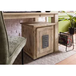 Massivmoebel24 Rollcontainer Mango 50x50x60 whitewash lackiert Railway 3002