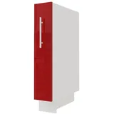 Feldmann-Wohnen Apothekerschrank Brerra (D15/kargo, 1 Türfront, innen 1 Korbauszug mit 2 Ablagen, 1-St., moderne Optik, lackierte Fronten, 15x50x82cm) weiß / RAL 3002 karminrot Hochglanz / Korb rechts rot|weiß