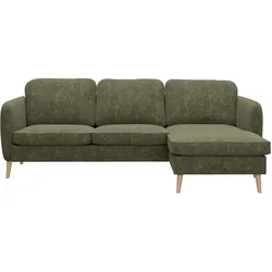 Ecksofa INOSIGN "Ikano", grün, B:225cm H:80cm T:143cm, 92% Polyester, 8% Nylon, Sofas, Massivholz Konstruktion, Wellenunterfederung im Sitz