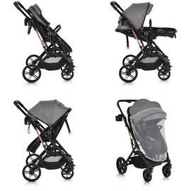 Moni Kombikinderwagen Rafaello 2 in 1, umbaubar, Sportsitz, Fußabdeckung, Tasche grau