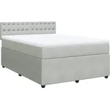 vidaXL Boxspringbett mit Matratze Hellgrau 140x200 cm Samt