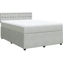 vidaXL Boxspringbett mit Matratze Hellgrau 140x200 cm Samt