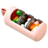 Koomuao Pillendose Schlüsselanhänger wasserdicht, Tablettenbox 1 Tage 3 Fäche,tragbare Klein Pillendose,Pillendose Kapsel Pillenbox,Mini Pillen Organizer für Reise und Tägliches Gebrauch (Rosa)