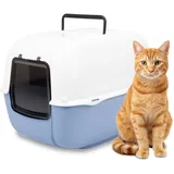 Ferplast - Katzentoilette - Katzenklo mit Deckel - Schwingtür - Aktivkohlefilter zur Geruchsneutralisierung - Katzenklo Groß - Cat Litter Box - 39,5 X 52,5 x h 38 cm - Prima Toilette, Himmelblau