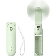 JISULIFE Handventilator Life8 Mini tragbarer USB-Ventilator mit Powerbank-Funktion 2000 mAh und Taschenlampe Grün