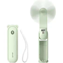JISULIFE Handventilator Life8 Mini tragbarer USB-Ventilator mit Powerbank-Funktion 2000 mAh und Taschenlampe Grün