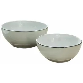 Loberon Schüssel 2er Set Biarré, zwei Größen, stapelbar, mediterraner Charakter, schlichtes Design, Geschirr, Tischaccessoires, Küchenzubehör, Steinzeug, grau
