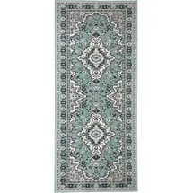 MY HOME Läufer MY HOME "Oriental, Made in Belgium" Gr. 12, grün, B:80cm H:7mm L:250cm, Kunstfaser, Teppiche, Läufer, Läufer, Brücke, Kurzflor, Orient-Optik, mit Bordüre, gewebt