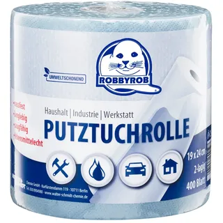 ROBBYROB Putztuchrolle Cellulose Blau 2-lagig 19x24 cm 400 Blatt