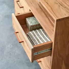 Tikamoon Highboard 4 Schubladen  Akazienholz  Schlafzimmer  beige