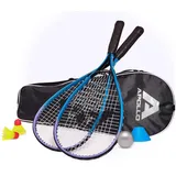 Apollo Badminton Set inkl. Tasche und Badmintonschläger | Federball Set Kinder | Speed Pro | in blau NO SIZE