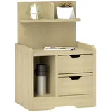 Homcom Nachttisch, Natur, Holzwerkstoff, 40x60x30 cm, Schlafzimmer, Wohnzimmer, Naturholz, 40 x 30 x 60