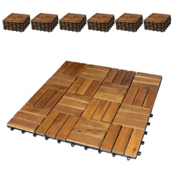 BigDean Holzfliesen 66er Pack für Balkon 30x30cm 6qm Akazie Klicksystem Balkonfliesen, 66 St.
