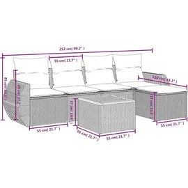 vidaXL Gartensofa-Set 6-tlg. grau