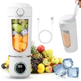 Tragbarer Mixer Smoothie Maker, Mixer to go 700 ml, Typ-C Wiederaufladbar, Becher mit Auslaufsicherem Deckel & Trinköffnung, für Milchshake, Saft, Smoothie
