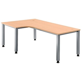 HAMMERBACHER Schreibtisch buche L-Form, 5-Fuß-Gestell silber 200,0 x 80,0/120,0 cm