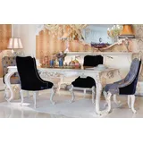 Casa Padrino Luxus Barock Esstisch Weiß / Gold - Handgefertigter Massivholz Esszimmertisch - Möbel im Barockstil - Edel & Prunkvoll - Weiß/Gold