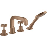 Hansgrohe Axor Citterio 4-Loch Fliesenrandarmatur mit Kreuzgriff - Brushed Red Gold