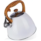 ORION Wasserkessel Induktion - Edelstahl Weiß Matt 3,5L, Für Alle Herdarten Inkl. Induktion, Automatische Pfeife, Hitzebeständiger Griff, Modernes Design, Teekessel/Flötenkessel, Ø22cm, H 23 cm