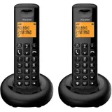 ALCATEL E160 Duo – Schnurloses DECT-Telefon – kompaktes Design – großes Display mit Hintergrundbeleuchtung – Blockierung unerwünschter Anrufe – 3 Direktspeicher – 2 tragbare Geräte – Schwarz