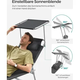 Songmics Sonnenliege 193 x 53 x 29 cm Dunkelgrau