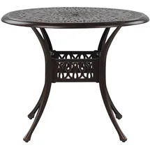Beliani Gartentisch dunkelbraun Aluminium runde Form Bistro Retro-Optik