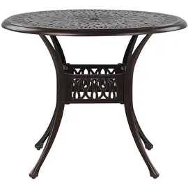 Beliani Gartentisch dunkelbraun Aluminium runde Form Bistro Retro-Optik