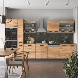 Vicco Küchenzeile R-Line 350 cm Goldkraft Eiche/Anthrazit