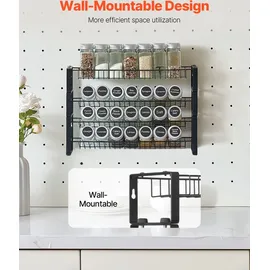 Vevor abnehmbares Gewürzregal 4-stöckiger Gewürzhalter Organizer, stapelbarer Gewürzständer (401 x 116 x 271 mm), Küchenaufbewahrung für Arbeitsplatte, Küchen-Vorratsschrank, Speisekammer Schwarz