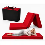 Odolplusz Klappmatratze Faltmatratze Klappbett - Made IN EU - als Matratze Gästebett Gästematratze einsetzbar (Rot mit Tasche, 80 x 200 cm)