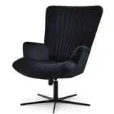 Compleo Sessel ESLO I Drehsessel Schaukelsessel Veloursstoff, bequem schwarz