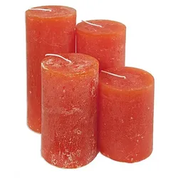 Rustikale Kerzen, orange, abgestuft, 4 Stück
