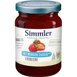 Simmler Konfitüre Leicht + Fruchtig Erdbeere 215G