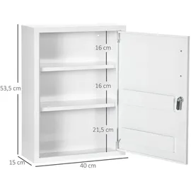 kleankin Medizinschrank mit Einer Tür Weiß (Farbe: Weiß)