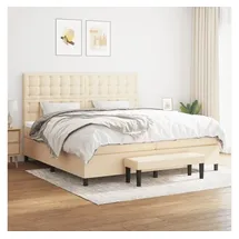 vidaXL Boxspringbett mit Matratze Creme 200x200 cm Stoff