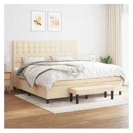 vidaXL Boxspringbett mit Matratze Creme 200x200 cm Stoff