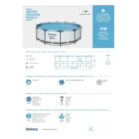 BESTWAY Steel Pro Max Frame Pool Set 366 x 76 cm lichtgrau inkl. Filterpumpe