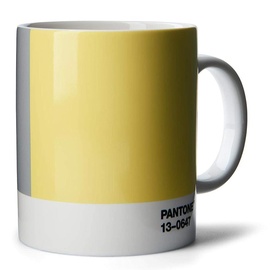 Pantone Porzellan Kaffeetasse, dickwandig, Kaffeebecher spülmaschinenfest, 375ml, inkl. Geschenkbox, Illuminating 13-0647 & Ultimate Gray 17-5104, CoY2021, 101032021