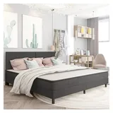 vidaXL Boxspring-Bettgestell Grau Stoff 200x200 cm