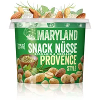 Maryland Snack Nüsse Provence 275g Becher – Mediterran gewürzte Nussmischung mit gerösteten Erdnüssen, Cashewkernen und Mandeln – Würze aus Rosmarin & Oregano (1 x 275g)