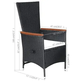 vidaXL Polyrattan Garten-Essgruppe 7-tlg. schwarz 3070769