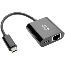 Eaton Power Quality Eaton Tripp Lite U436-06N-GB-C USB-C-zu-Gigabit-Netzwerkadapter mit USB-C PD-Aufladung - Thunderbolt 3 Schwarz