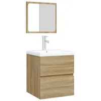VidaXL Waschbeckenunterschrank mit Waschbecken Spiegel Sonoma Eiche