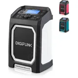 DigiFunk Baustellenradio mit Akku | Wiederaufladbar über USB | DAB Plus/DAB, Bluetooth, FM, AUX | IP65 Wasserdicht Robustes Langlebiges Design (Weiß)