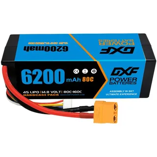 DXF 1 Packungen hochleistungs-lipo-4s-akku, 4s lipo 14.8V 6200mah, 80c xt90-stecker – lipo 4s ideal für 1/8 & 1/10 Autos, perfekt für losi, hpi, Tamiya & mehr – 4s lipo akku Kraft und Lange laufzeit