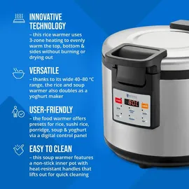 Royal Catering Reiswärmer 26 l Silber