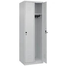 Californian Products CP Spind Classic PLUS, 2 Abteile, 1850x600x500mm, 7035/7035 Verschluss Sicherheits-Drehriegel 3 Garderobenhaken