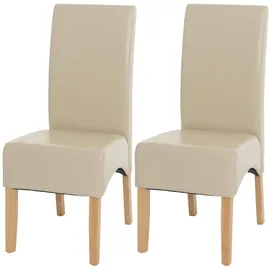 Mendler Esszimmerstuhl Latina Leder creme 2er Set
